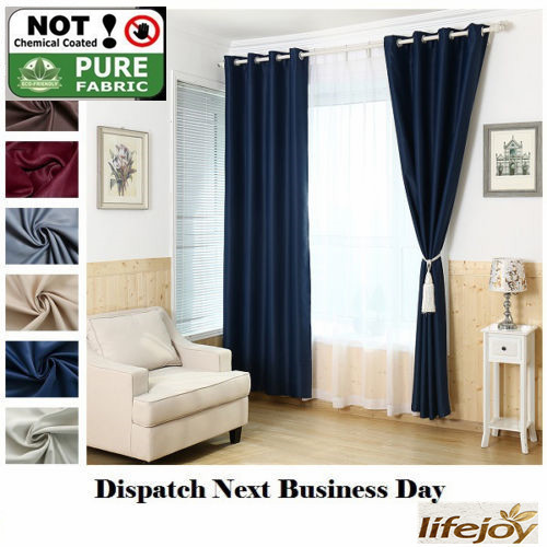 Quality Blockout Blackout Eyelet Curtains Navy Dark Blue Darkness