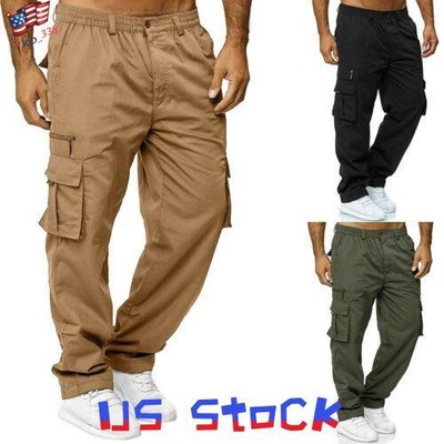 Pockets Elastic Waist Trousers