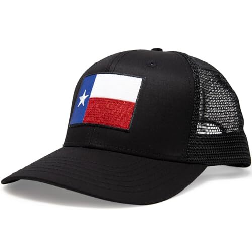 Texas Hat - Texas Flag Snapback Trucker Baseball Cap (All Black)