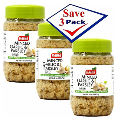 Badia Minced Garlic & Parsley / Ajo y Perejil Picado 8 oz Pack Of 3