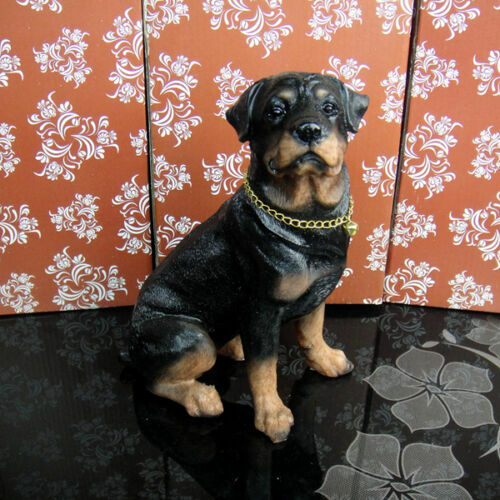 Dogs Rottweiler puppy dog sat resin figure ...