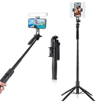70  Selfie Stick Tripod Quadrapod, Onboard Light, Wireless Bluetooth Remote, ...