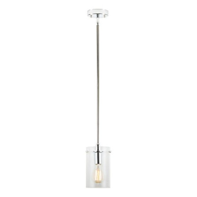 Effimero Medium Hanging Pendant Light Chrome w/Clear Glass Linea P313-PC