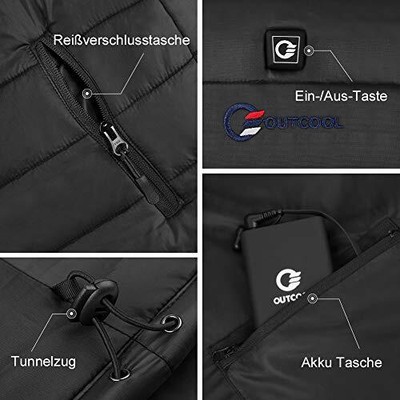 OUTCOOL OUTCOOL BEHEIZTE WESTE HERREN MIT AKKU BEHEIZBARE HERRENWESTE FÜR SPORT UND T...