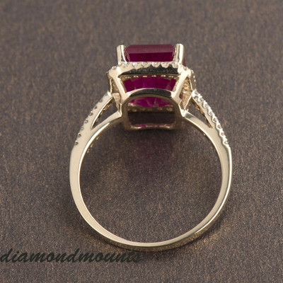 Pre-owned Diamondmounts Solid 14k Yellow Gold Natural Diamond Blood Ruby Engagement Women Ring Fine Gift In Red