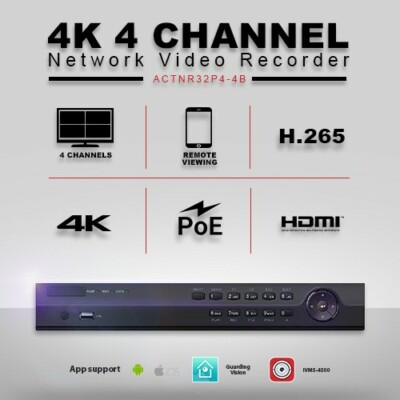 Hikvision compatible 4 CH 4K/8MP NVR H.265 with 4K Display
