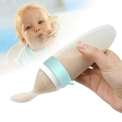 Burabi Silicone Squeeze Feeding Spoon, Baby Food Dispensing Spoon with Dust BPA