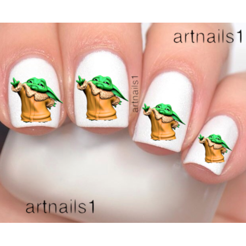 Star Wars Baby Yoda Mandalorian Grogu Nail Art Water Decals Stickers Mani Polish