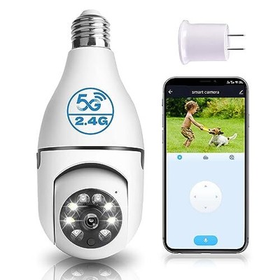 BJR 2K / 3MP Light Bulb Security Camera, 5G & 2.4G WiFi Light Bulb Design