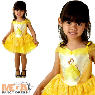 Ballerina Belle Girls Fancy Dress Disney Princess Childrens Fairytale Costume