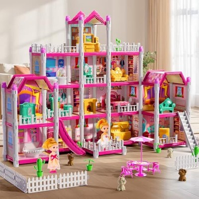  Home Toy Furniture Pink Girl Toys for Kids Ages 3 4 5 6 7 8 - DIY Room Kits 