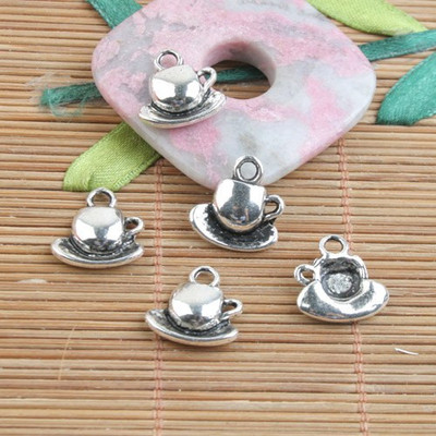 20pcs 15*11mm Tibetan Silver Color Set Of Teacup Design Charms H0477