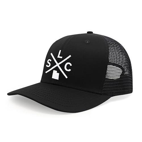 Salt Lake City SLC Hat for Men Women - Snapback Trucker Baseball Cap (All Black)