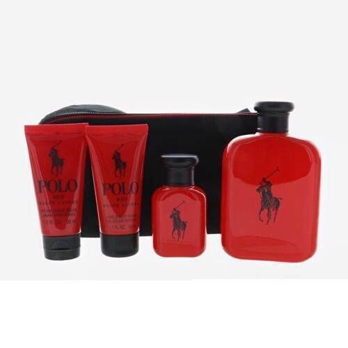 POLO RED by Ralph Lauren 5 PIECE GIFT SET - 4.2 OZ EAU DE