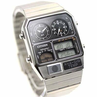 Pre-owned Citizen Quartz Ana-digi Temp Analog-digital Men's Watch Silver Jg2101-78e