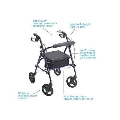 Juvo Folding Deluxe Rollator with 8