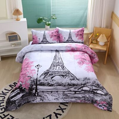 Paris Style Comforter Set For Girls Teens Queen Size France 