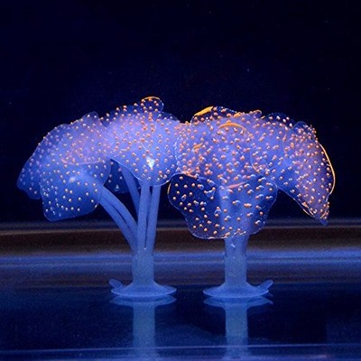 2pcs Orange Glowing Artificial Coral Ornament for Aquarium Fish Tank