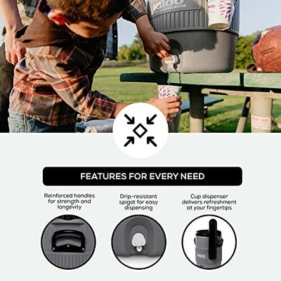 Igloo 5 Gallon Portable Sports Cooler Water Beverage Dispenser with Flat Seat...