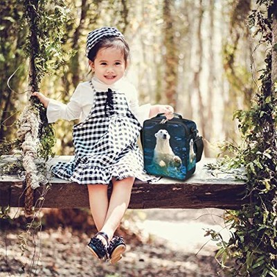 Insulated Lunch Bag for Kids Boys Girls Cute Polar Bear Lunch Box with Should...