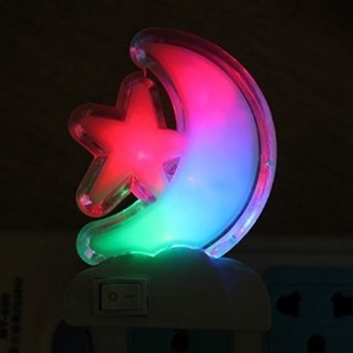 Mini Luce Led Notturna Colorata Fluorescente Luna e Stella hsb