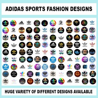 100 Precut FASHION ADIDAS SPORTS BOTTLE CAP CHARM TRAY IMAGES 1 inch DESIGNS