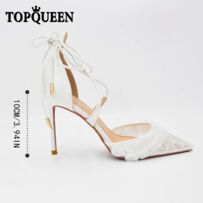  Strappy High-Heeled Summer Wedding Bride Shoes 10cm Lace Heels For Weddings 