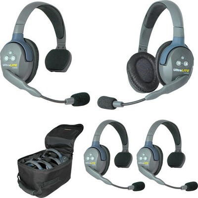 Eartec UltraLITE 431 4-Person Headset System (3 Single-Sided Headsets, 1 Dual-Ea