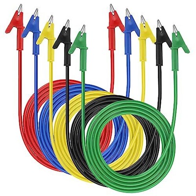 5Pcs Dual Ended Alligator to Alligator Clips 15A Alligator Clip Leads with In...