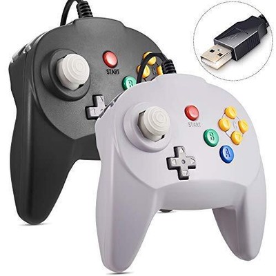 2 Pack N64 Controller, Classic Mini N64 Wired USB 64-bit Upgraded Joystick Ga...