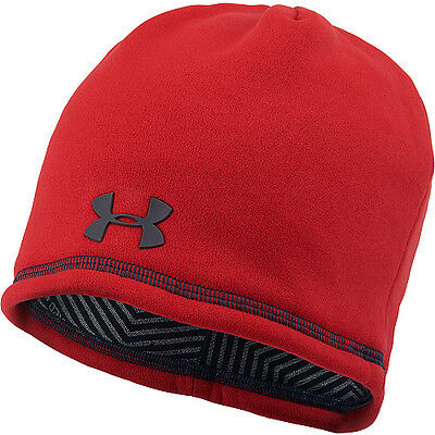 under armour mens elements coldgear infrared storm beanie hat red osfa