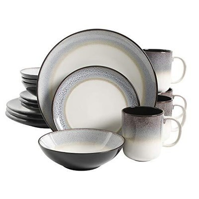 Gibson Elite Rings of Saturn Round Reactive Glaze Stoneware Dinnerware Set Se...