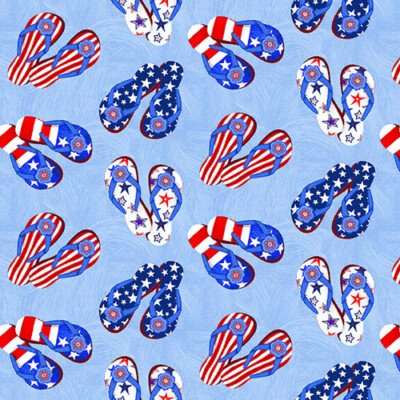My Happy Place By Studio E Fabrics - Multi Tossed Flip Flops  #6045-78