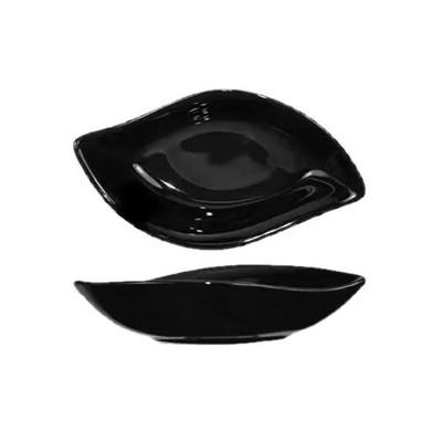 International Tableware, Inc Black 2-1/2 oz Ceramic Leaf Shaped Fruit Dish