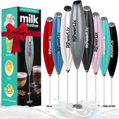 PowerLix Milk Frother Handheld Battery Operated Electric Whisk Beater Matcha