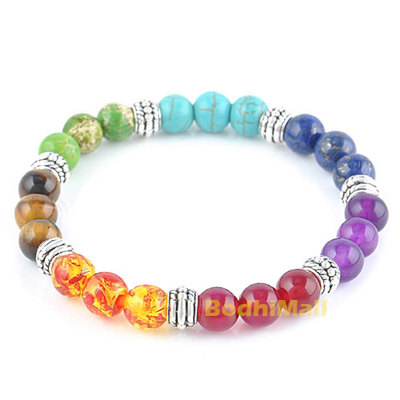 7 Multi Color Chakra Healing Balance Beads Reiki Prayer Yoga Bracelet