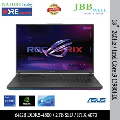 ASUS ROG Strix 18'', 240Hz, Intel Core i9 13th, 64GB DDR5, 2TB SSD, RTX 4070