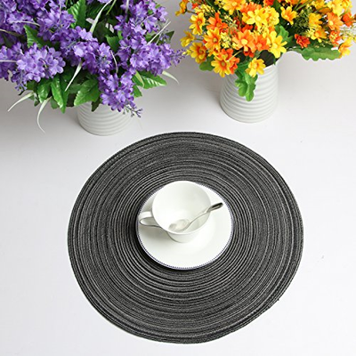 famibay Round Placemats, Round Braided Place Mats for Dining Table Heat Table 15