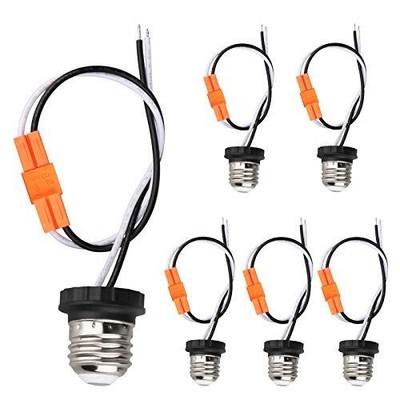 E26 Socket Adapter, 6 Pack Light Bulb Socket Pigtail, Screw in Male Light Soc...