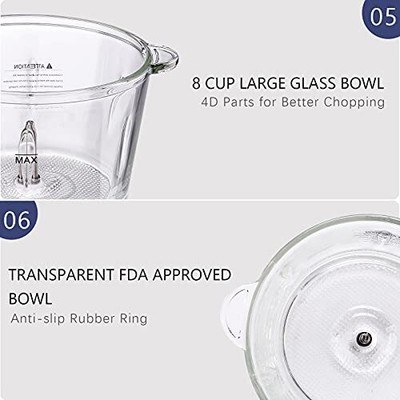 Electric Food Chopper 8-Cup Food Processor by Homeleader 2L Glass Bowl Grinde...
