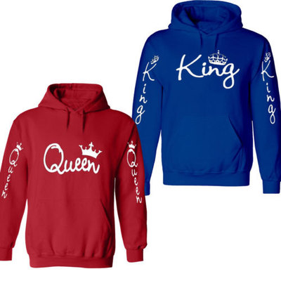 KING & QUEEN COUPLE MATCHING CROWN Adult Hood Pull over S-3XL