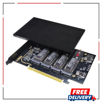 Pcie4.0 X16 to M.2 M-Key Nvme X 4 Ssd Expansion Card with Heatsink，Supports 