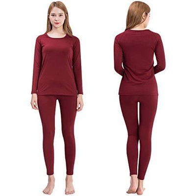Womens MAXHEAT Fleece Lined Performance Long Johns Medium F Basic Set_burgundy