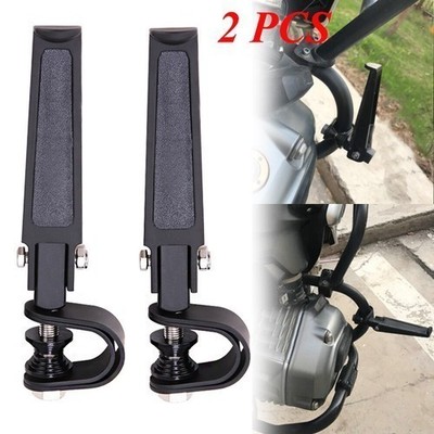 Black 1" 1-1/4" Crash Bar Motorcycle Street Bike U-Clamp Highway Foot Pegs Rest