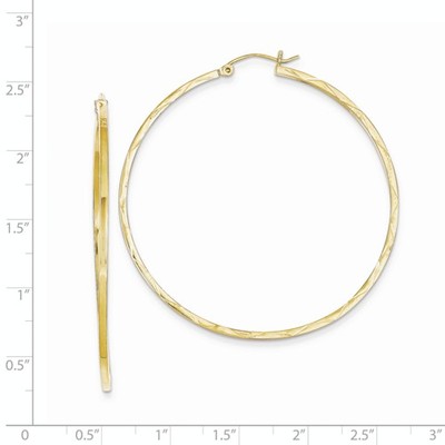 Pre-owned Wishing For Claudia 10k Yellow Gold Large Diamond Cut Hoop Earrings Polished Hoops (1.5x50mm)