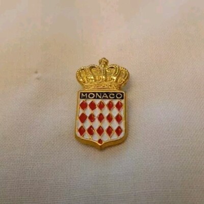 MONACO French Riviera Shield Crest Lapel Hat Souvenir Pin Tie Tack Pinback Ex