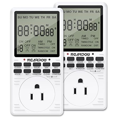 [2 Pack] Outlet Timer, NEARPOW Multifunctional Programmable Timer with Countdown
