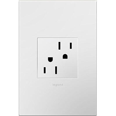 adorne Power Outlet, 15A and Gloss White Wall Plate