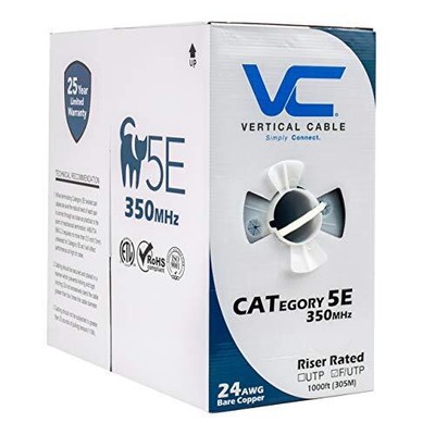 Vertical Cable Cat5e, 350 MHz, Shielded, 24AWG, Solid Bare Copper, white