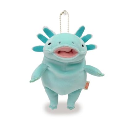 NEW Shinada Global Mochi Mochi Axolotl Animal Plush Keychain Blue